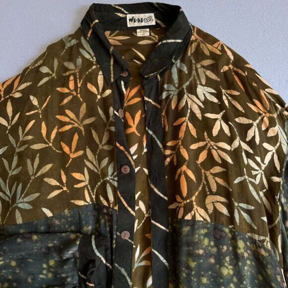 Vintage We Be Bop Tunic Top Set Sz 3x‎ Brown Floral Lagenlook Hippie Art To Wear - Picture 4 of 14